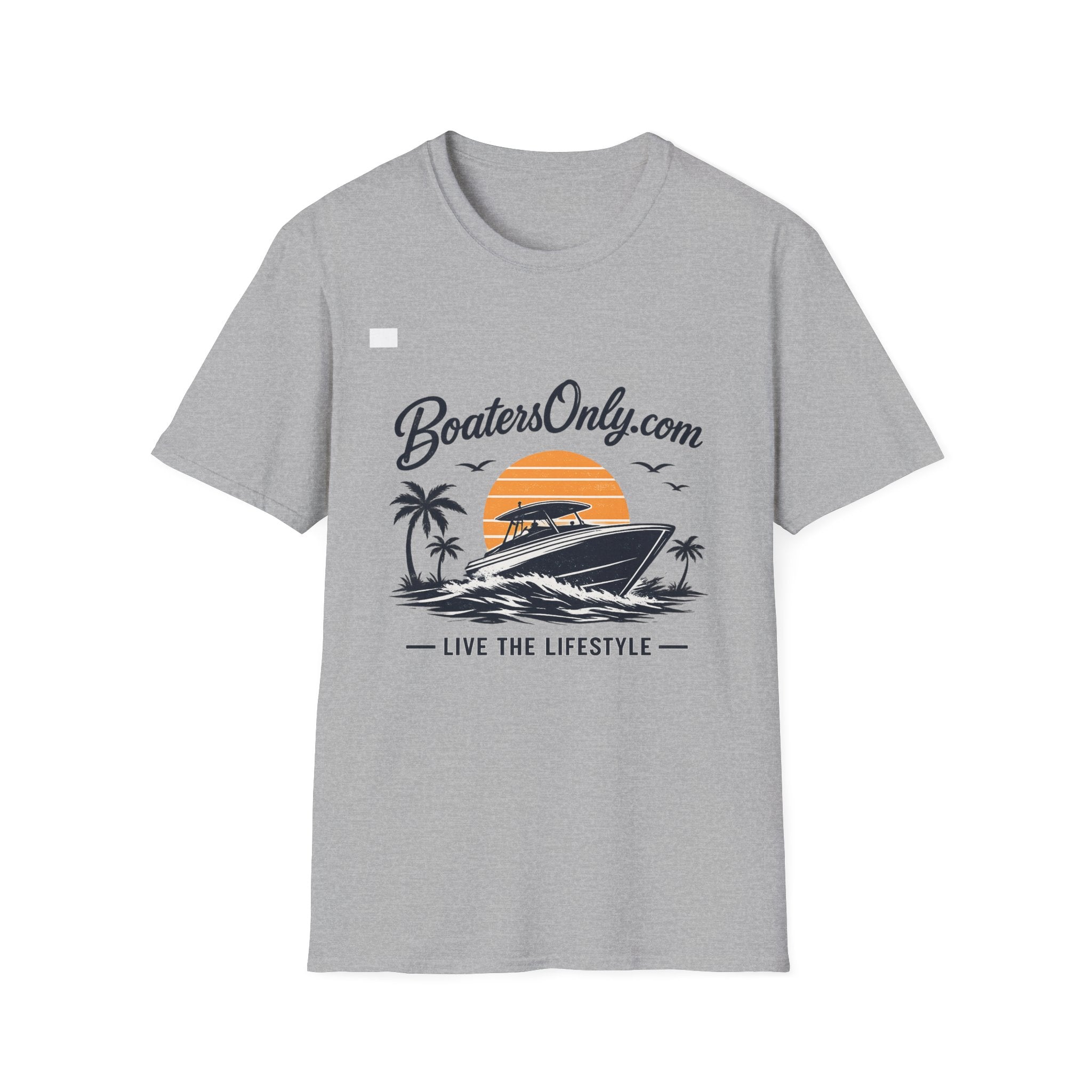 BoatersOnly.com Boat Life T-Shirt — Sunset Palm Boat Tee