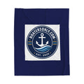 BoatersOnly Anchor Logo Velveteen Plush Blanket — Nautical Anchor Design, Established 2026