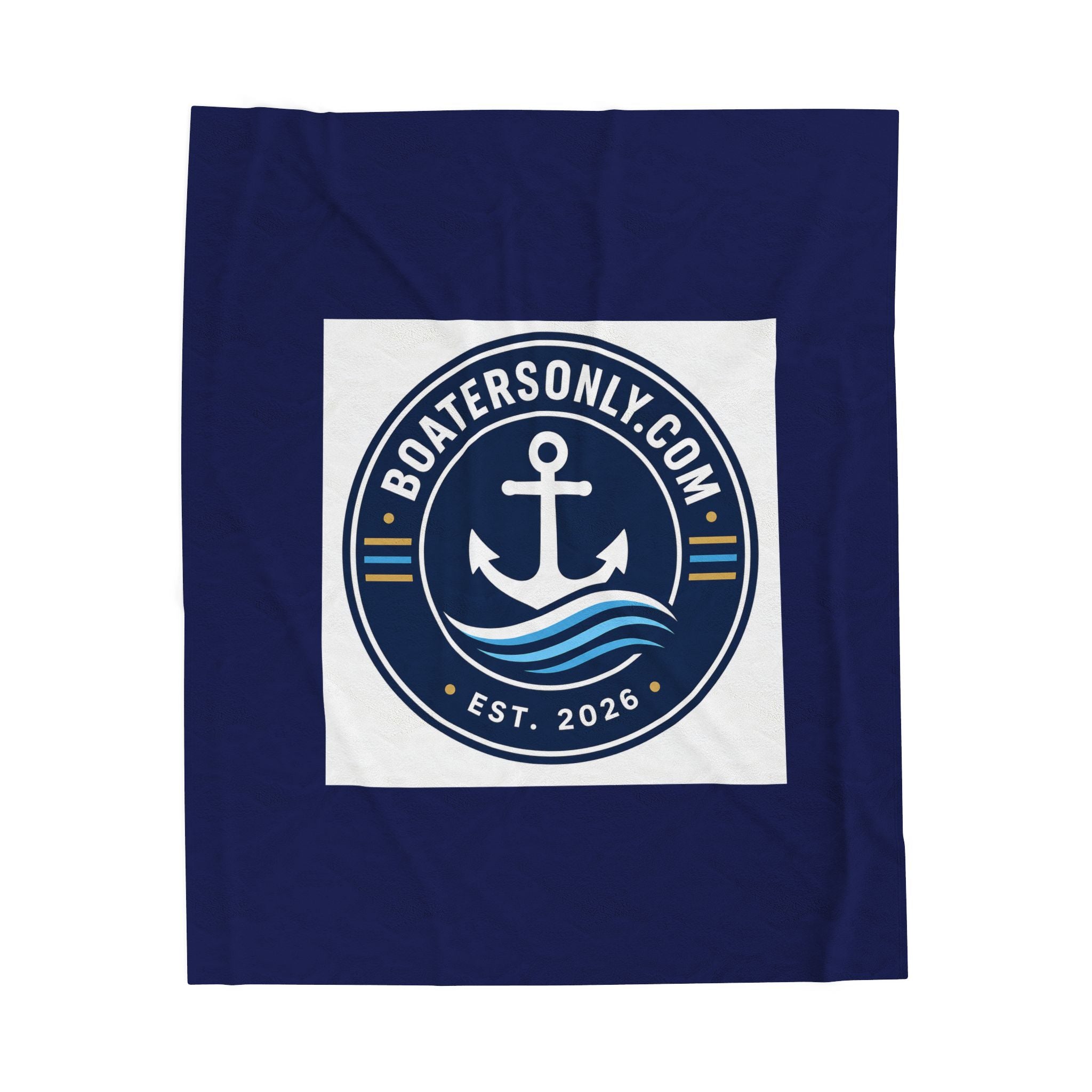 BoatersOnly Anchor Logo Velveteen Plush Blanket — Nautical Anchor Design, Established 2026